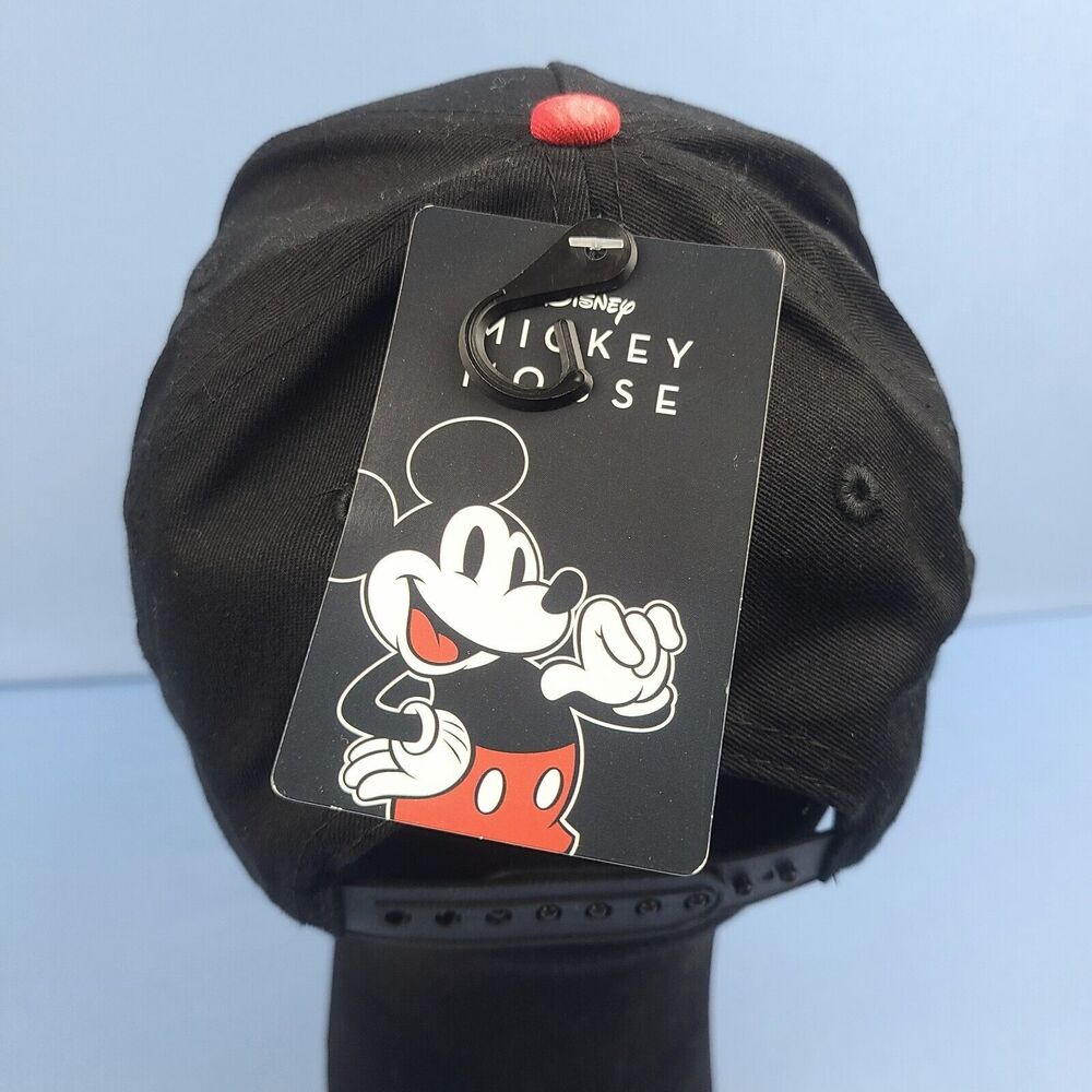 Disney Mickey Mouse Hat Baseball Cap Angry Black Red Adjustable Snapback Eyebrow - Picture 5 of 11